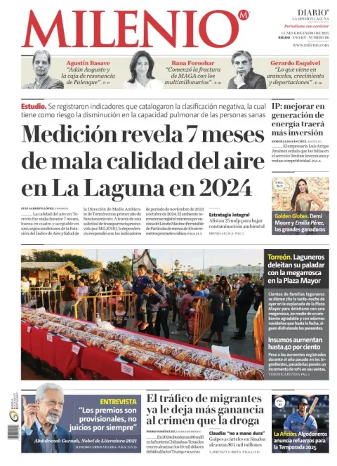 Portada de Milenio Laguna del lunes, 6 de enero de 2025