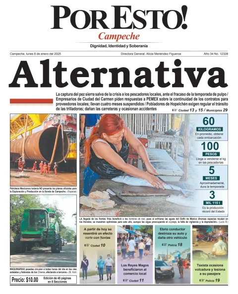 Portada de Por Esto (campeche) del lunes, 6 de enero de 2025
