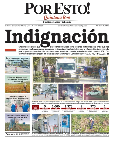 Portada de Por Esto (quintana Roo Chetumal) del lunes, 6 de enero de 2025
