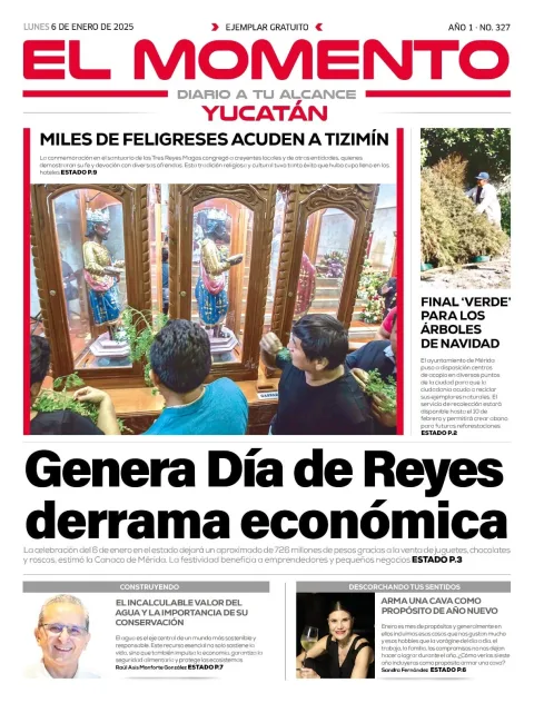 Portada de El Momento Yucatan del lunes, 6 de enero de 2025