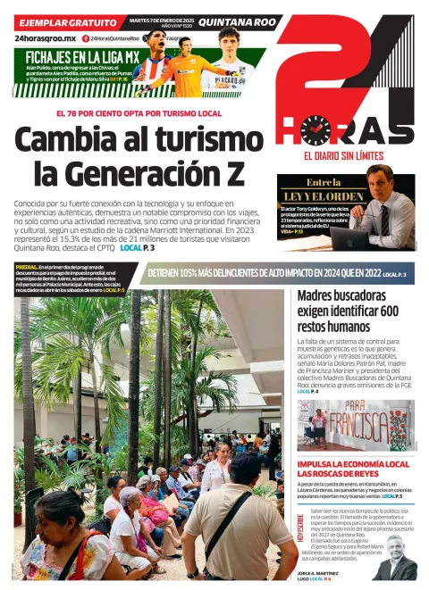 Portada de 24 Horas Quintana Roo