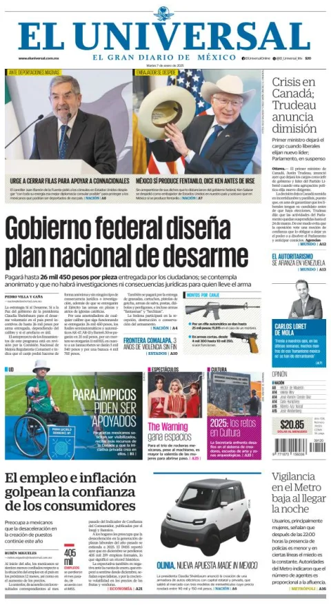 Portada de El Universal