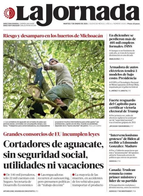 Portada de La Jornada