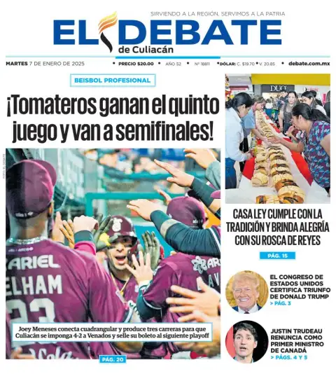 Portada de El Debate de Culiacán