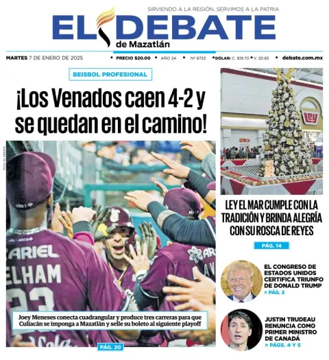 Portada de El Debate de Mazatlán
