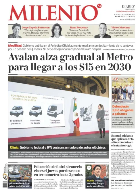 Portada de Milenio Monterrey
