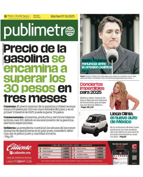 Portada de Publimetro Guadalajara