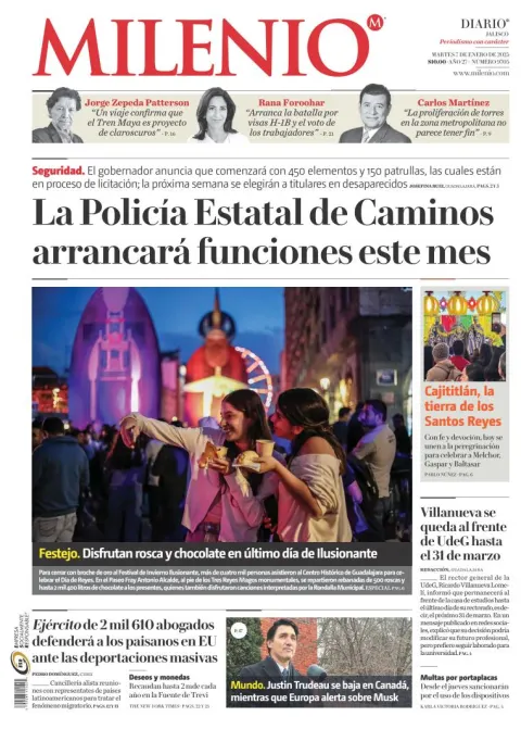 Portada de Milenio Jalisco del martes, 7 de enero de 2025