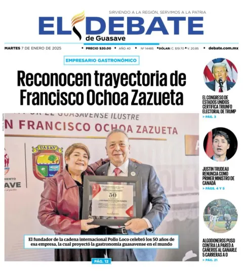 Portada de El Debate de Guasave del martes, 7 de enero de 2025
