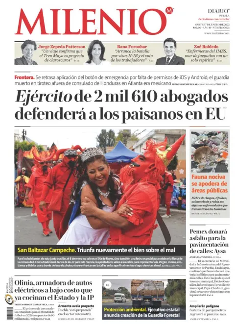 Portada de Milenio Puebla del martes, 7 de enero de 2025