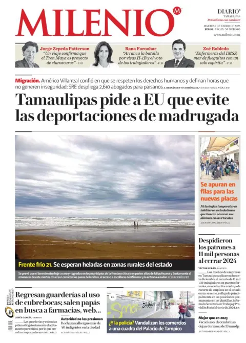 Portada de Milenio Tamaulipas del martes, 7 de enero de 2025