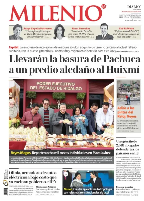 Portada de Milenio Hidalgo del martes, 7 de enero de 2025