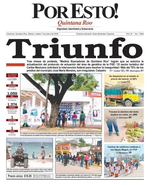 Portada de Por Esto (quintana Roo Chetumal) del martes, 7 de enero de 2025
