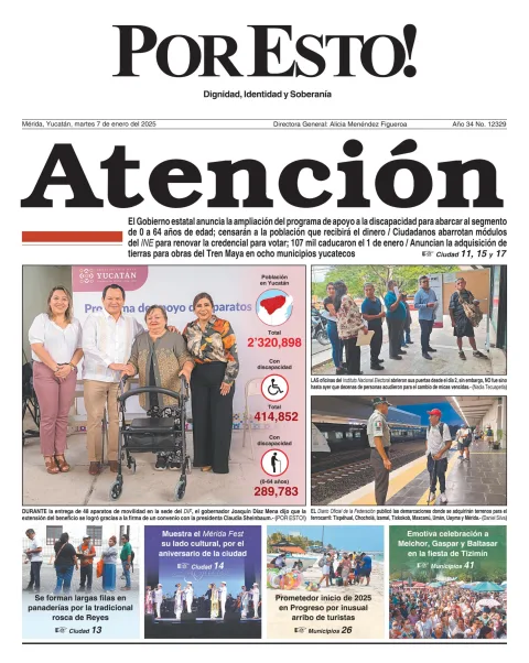 Portada de Por Esto (merida, Yucatan) del martes, 7 de enero de 2025