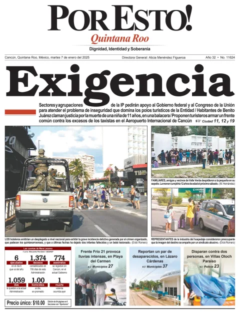 Portada de Por Esto (quintana Roo Cancun) del martes, 7 de enero de 2025