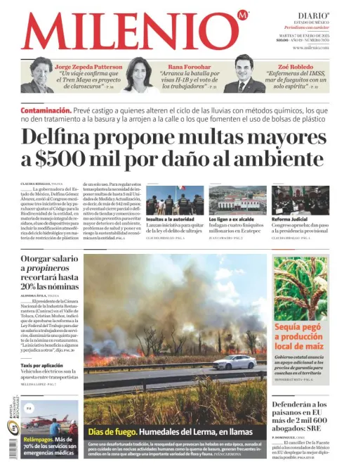 Portada de Milenio Edo de México del martes, 7 de enero de 2025