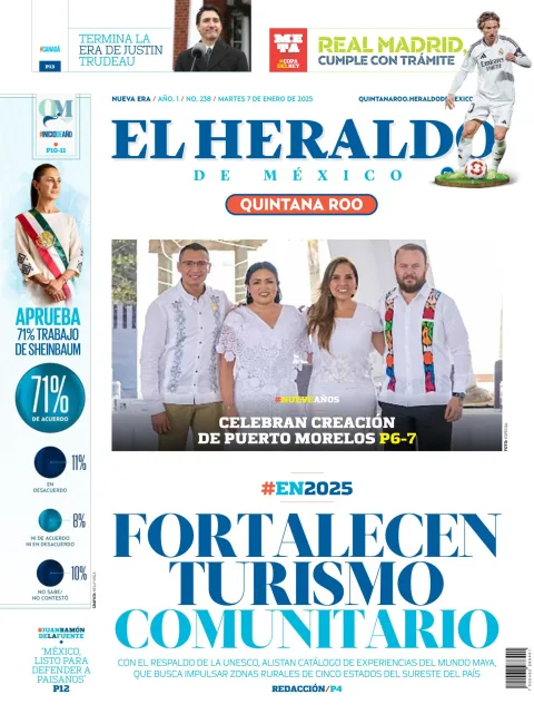 Portada de El Heraldo de Mexico Quintana Roo del martes, 7 de enero de 2025