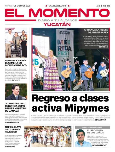 Portada de El Momento Yucatan del martes, 7 de enero de 2025