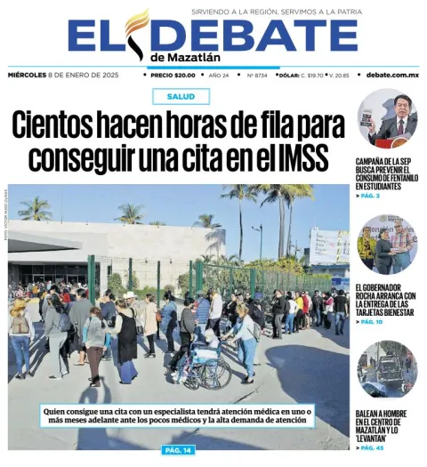 Portada de El Debate de Mazatlán