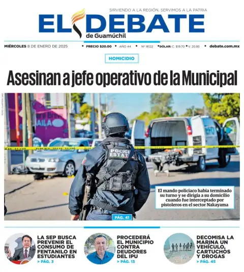 Portada de El Debate de Guamúchil del miércoles, 8 de enero de 2025
