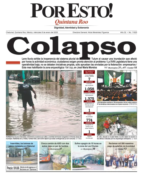 Portada de Por Esto (quintana Roo Chetumal) del miércoles, 8 de enero de 2025