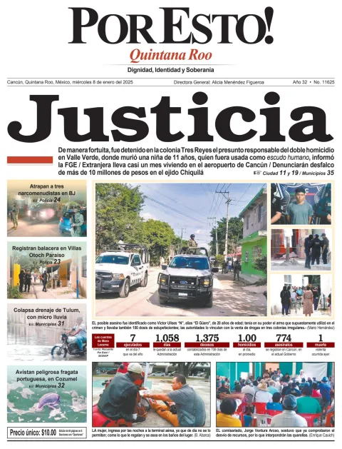 Portada de Por Esto (quintana Roo Cancun) del miércoles, 8 de enero de 2025