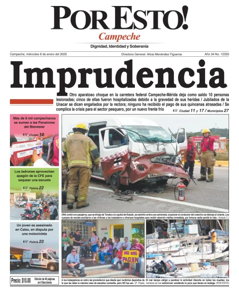 Portada de Por Esto (campeche) del miércoles, 8 de enero de 2025