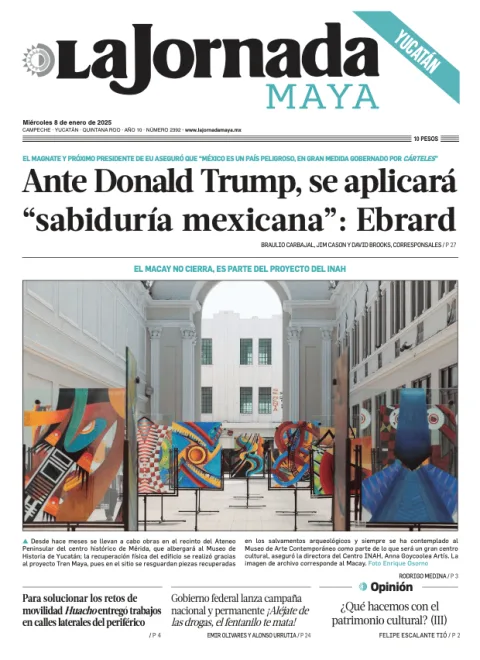 Portada de La Jornada Maya Yucatán del miércoles, 8 de enero de 2025