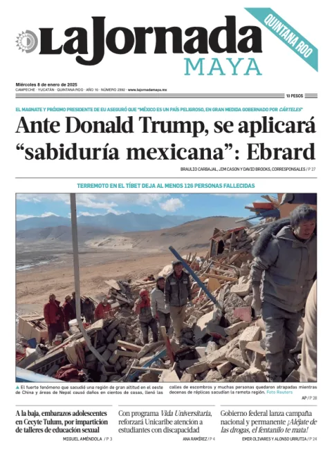 Portada de La Jornada Maya Quintana Roo del miércoles, 8 de enero de 2025