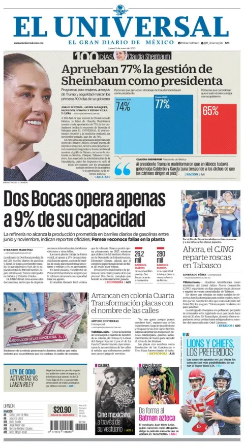 Portada de El Universal