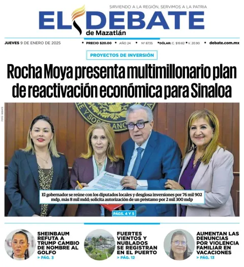Portada de El Debate de Mazatlán