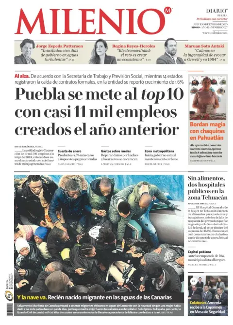 Portada de Milenio Puebla del jueves, 9 de enero de 2025