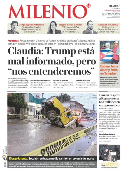 Portada de Milenio Tamaulipas del jueves, 9 de enero de 2025