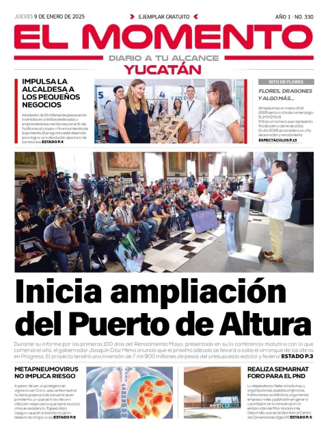 Portada de El Momento Yucatan del jueves, 9 de enero de 2025