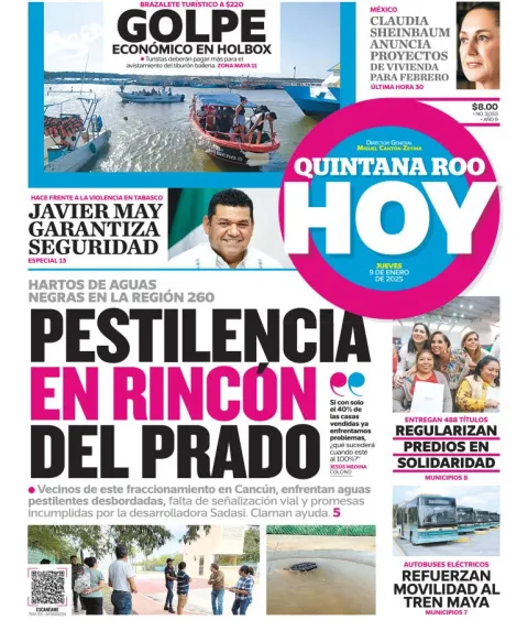Portada de Quintana Roo Hoy del jueves, 9 de enero de 2025
