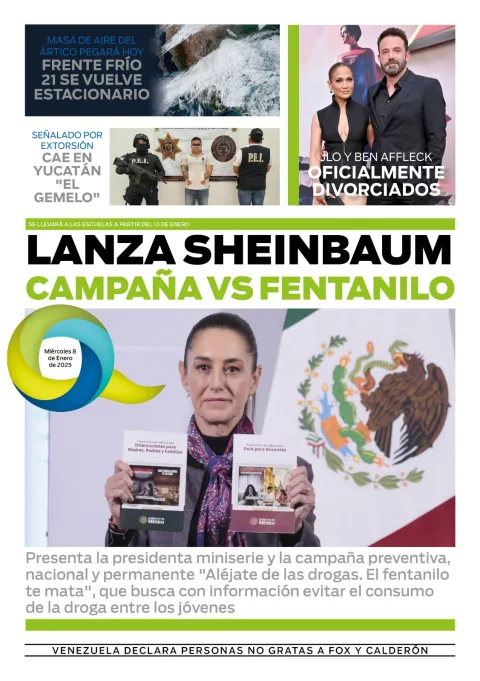 Portada de El Quintana Roo (contraportada) del miércoles, 8 de enero de 2025