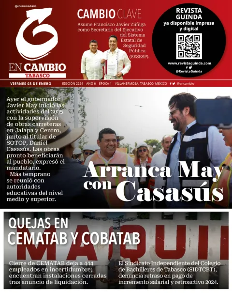 Portada de En Cambio (tabasco) del viernes, 3 de enero de 2025