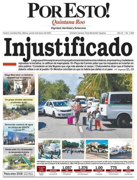 Portada de Por Esto (quintana Roo Cancun) del jueves, 9 de enero de 2025