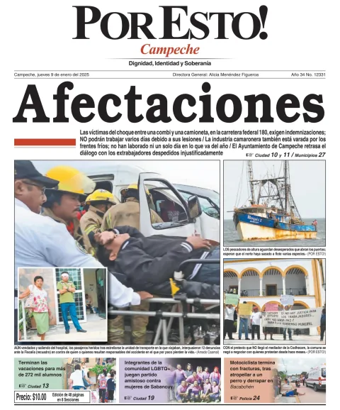 Portada de Por Esto (campeche) del jueves, 9 de enero de 2025