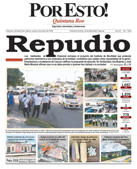 Portada de Por Esto (quintana Roo Chetumal) del jueves, 9 de enero de 2025