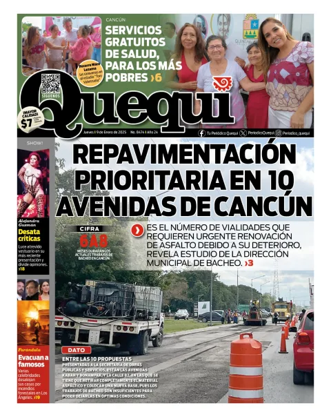 Portada de Quequi del jueves, 9 de enero de 2025