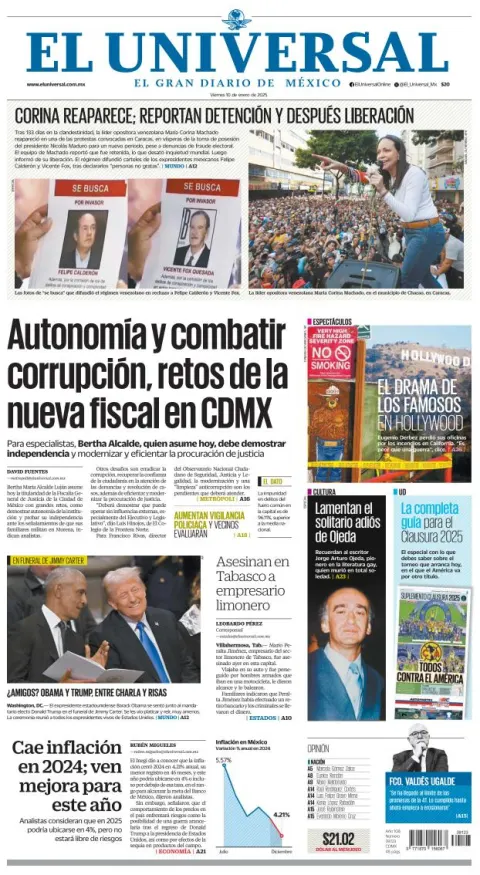 Portada de El Universal
