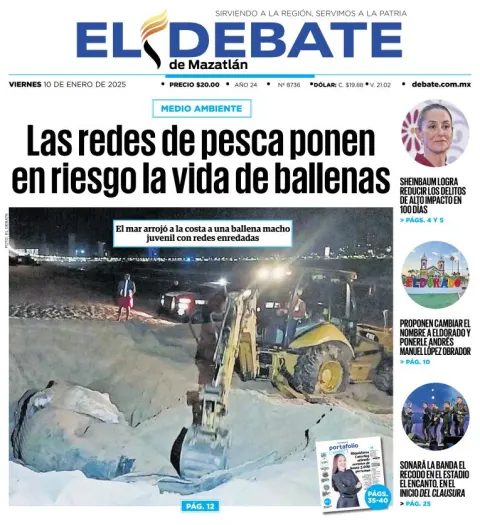Portada de El Debate de Mazatlán