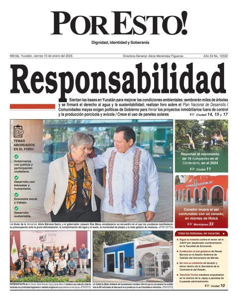 Portada de Por Esto (merida, Yucatan) del viernes, 10 de enero de 2025