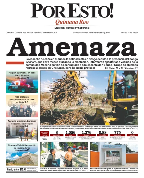 Portada de Por Esto (quintana Roo Chetumal) del viernes, 10 de enero de 2025