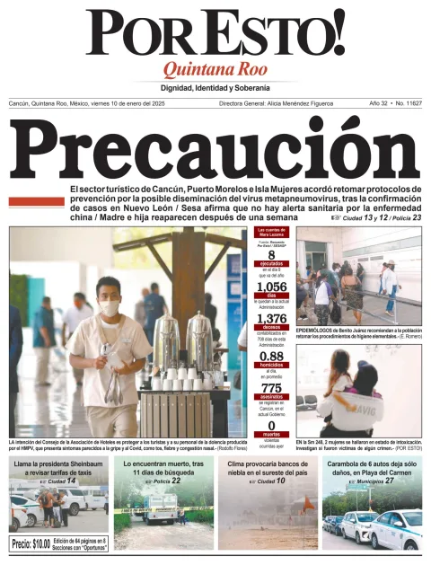 Portada de Por Esto (quintana Roo Cancun) del viernes, 10 de enero de 2025