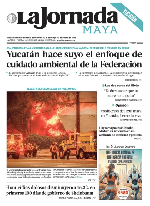 Portada de La Jornada Maya Yucatán del viernes, 10 de enero de 2025