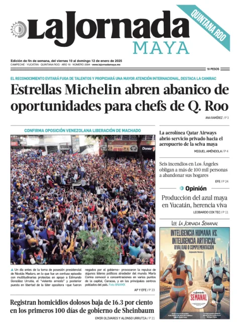 Portada de La Jornada Maya Quintana Roo del viernes, 10 de enero de 2025