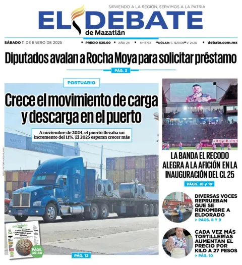 Portada de El Debate de Mazatlán