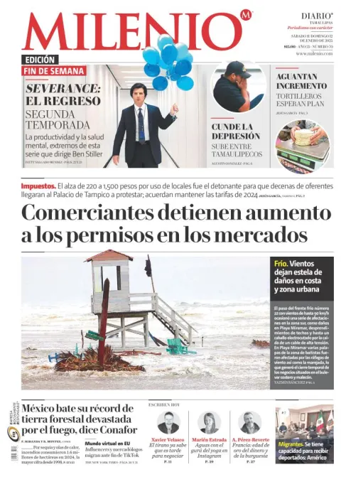 Portada de Milenio Tamaulipas del sábado, 11 de enero de 2025